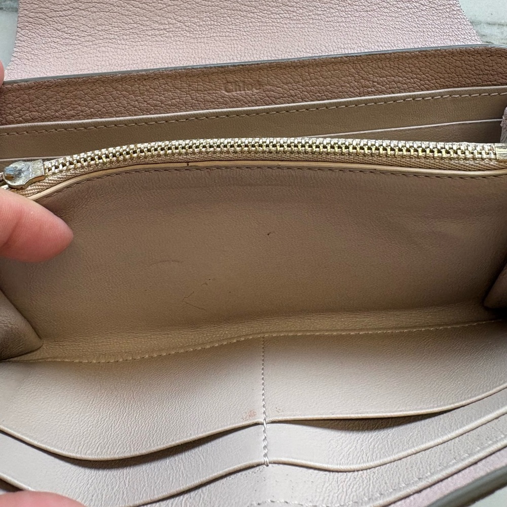Chloe Drew Leather Long Wallet in Pink, Gold Hardware - Picture 9 of 14